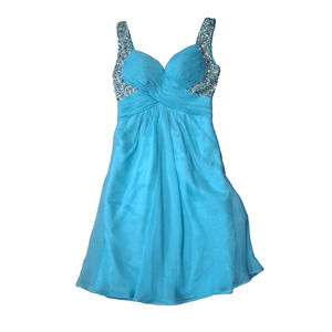 BG Haute Turquoise Blue Sequin Cocktail Dress Size 0 Short Party Prom Homecoming